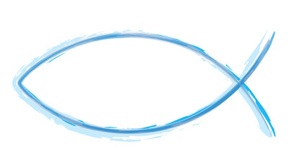 Obraz premium AquaralI - Ichthys Blau - Abstrakt Fisch Symbol