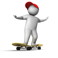 3d skateboarder isolated on white