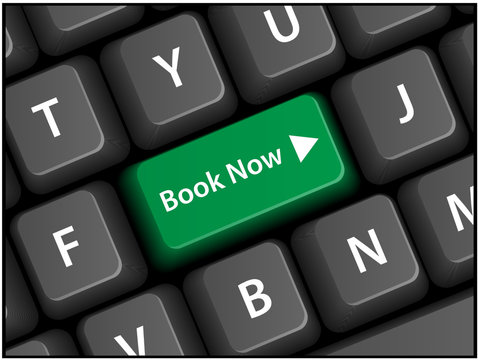 "BOOK NOW" key on keyboard (online booking