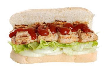 isolated barbecue pork riblet with sauce