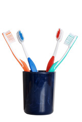 colorful toothbrushes in holder