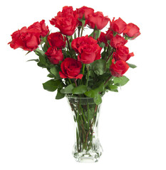 24 Roses in Glass Vase