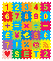 Vector Number, Maths and Symbols Puzzle Set