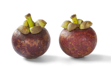 Two whole single mangosteen