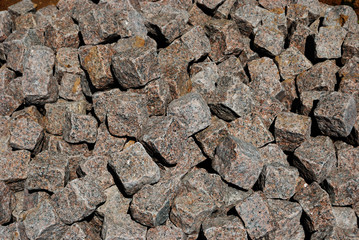 Randomly scattered granite cubes