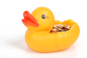 rubber duck and coins