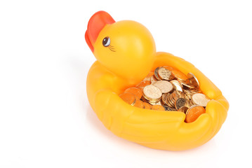 rubber duck and coins