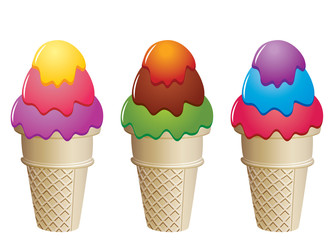 vector colorful icecream cones