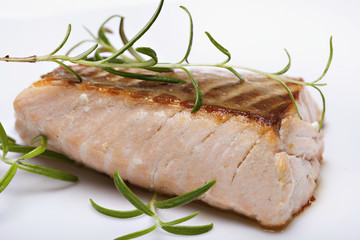 Grilled fish, salmon steak