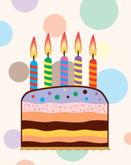 vector illustration of birthday cake with candles