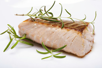 Grilled fish, salmon steak