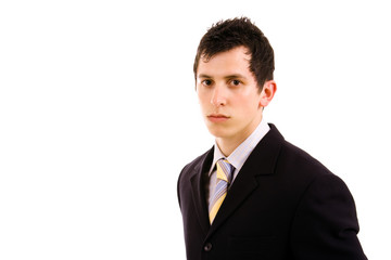 Portrait of young business man isolated on white