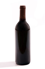 Wine bottle against white background, studio shot
