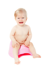 crying baby on the pot