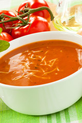 Tomato soup with ingredients