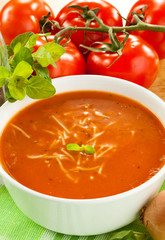 Tomato soup with ingredients