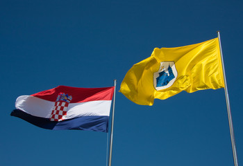 Waving flags of Croatia