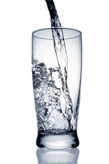 Flowing water in a glass