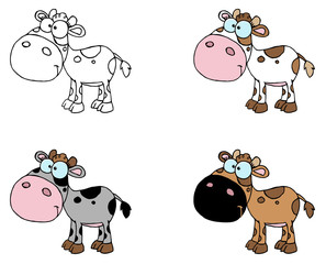Digital Collage Of Six Baby Cows