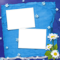 Card for invitation or congratulation with bouquet of flowers