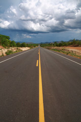 straight to cloudy sky