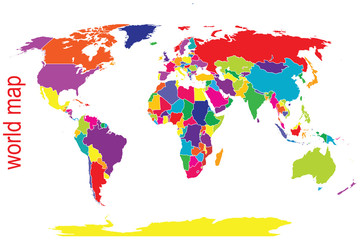 Fototapeta na wymiar World map in bright tones