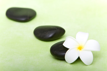 Obraz na płótnie Canvas Spa stones and tropical frangipani flower