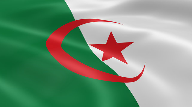 Algerian flag in the wind.