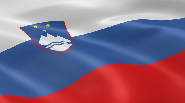 Slovenian flag in the wind