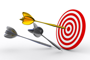 Dart on a white background. Isolated 3D image