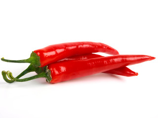 Red chili pepper. Close up. White background