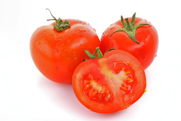 red tomato  vegetables   isolated on white background