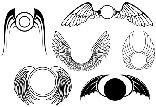 Set of wing symbols