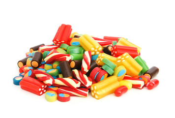 Colourful sweets isolated on the white background