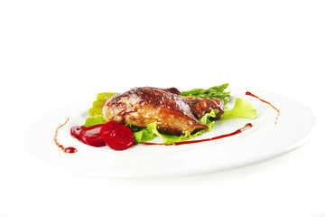 served roasted beef meat