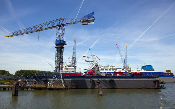 shipyard in the harbour of rotterdam