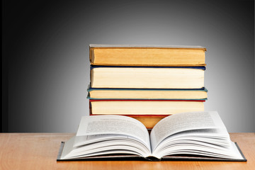 Books on desk