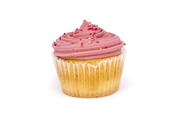 pink cupcake over white