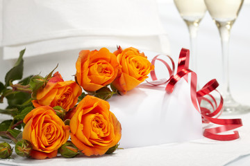 Roses and glasses of champagne