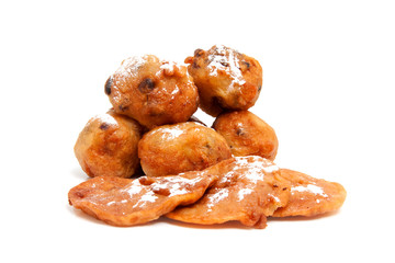 Dutch donut also known as oliebollen and apple turnovers