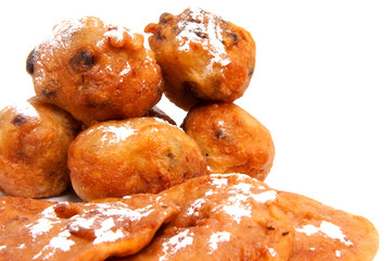 Dutch donut also known as oliebollen and apple turnovers