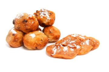Dutch donut also known as oliebollen and apple turnovers