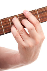 playing the guitar over white background