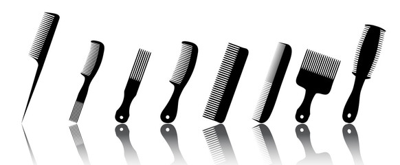 collection beauty hair salon or barber comb vector illustration
