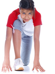young girl ready for the race