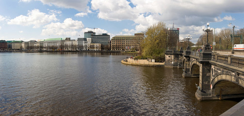 Hamburger Binnenalster, Neuer Jungfernstieg, Lombardsbrücke
