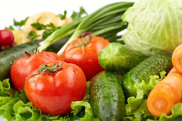fresh vegetables on the white background