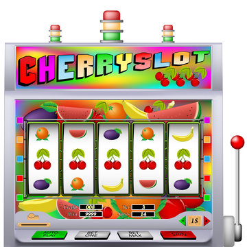 Casino Cherry slot machine vector illustration with fruit