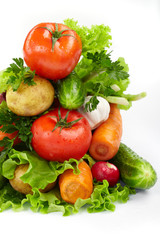fresh vegetables on the white background