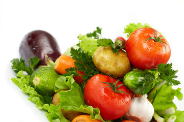 fresh vegetables on the white background